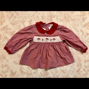 NWT PETIT AMI Santa Smocked 3T girls